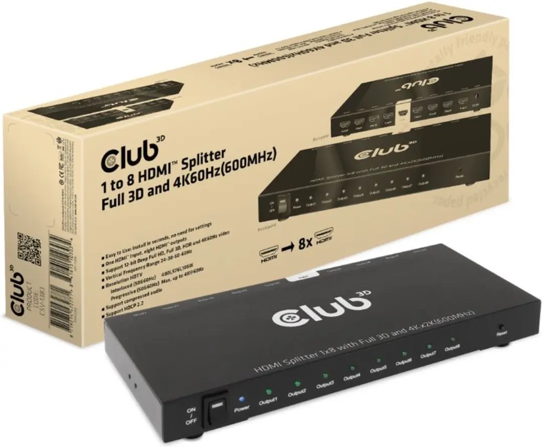 Club3D CSV-1383 HDMI Splitter 1x8