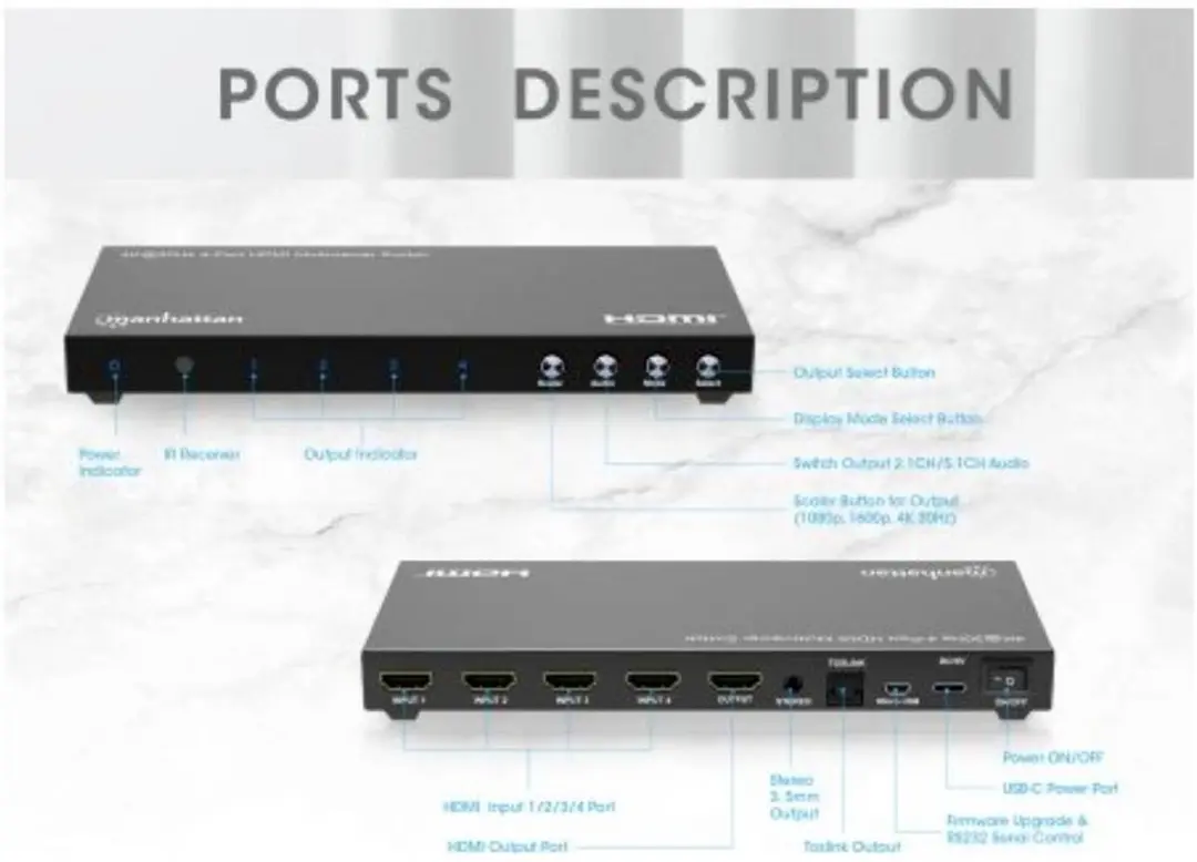 Manhattan 208406 HDMI-Switch - Zwart - afbeelding 6 van 6