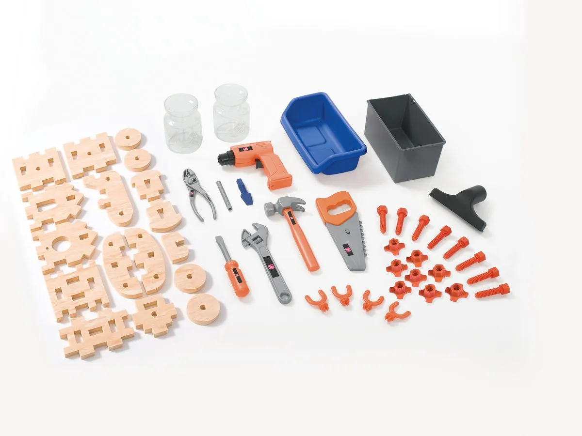 Step2 Deluxe Workshop Speelgoedwerkbank - 50-delige set - Grijs/blauw