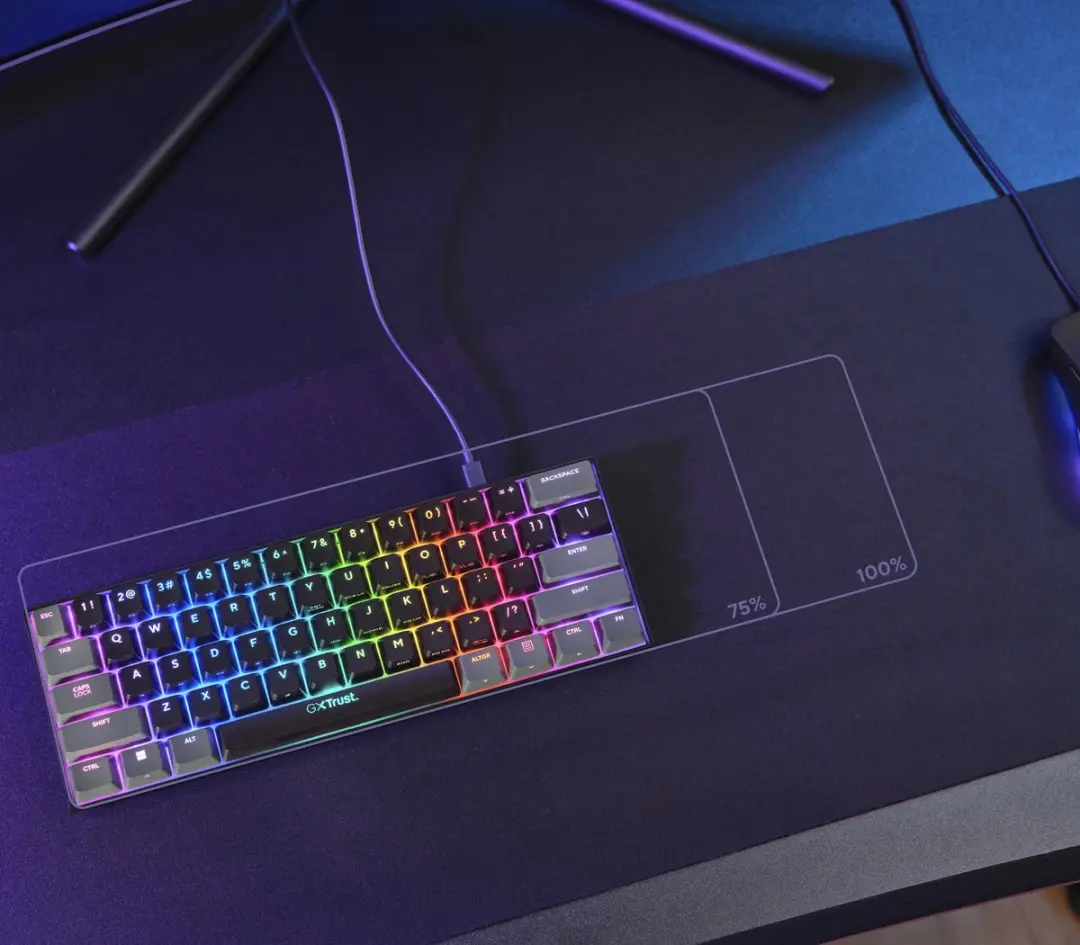 Trust GXT 867 Acira Gaming Toetsenbord - 60% Mechanisch RGB - AZERTY - afbeelding 6 van 6