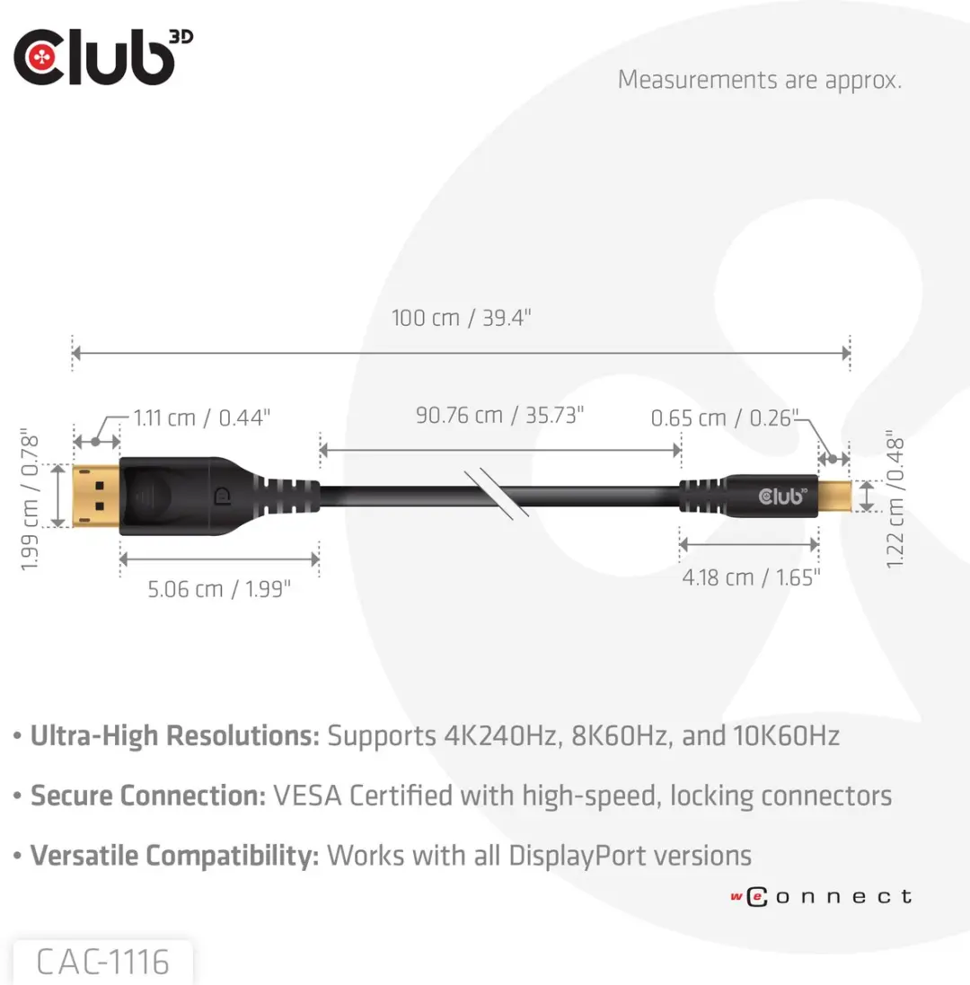 Club3D CAC-1116 Mini DisplayPort naar DisplayPort Kabel 1m - Zwart