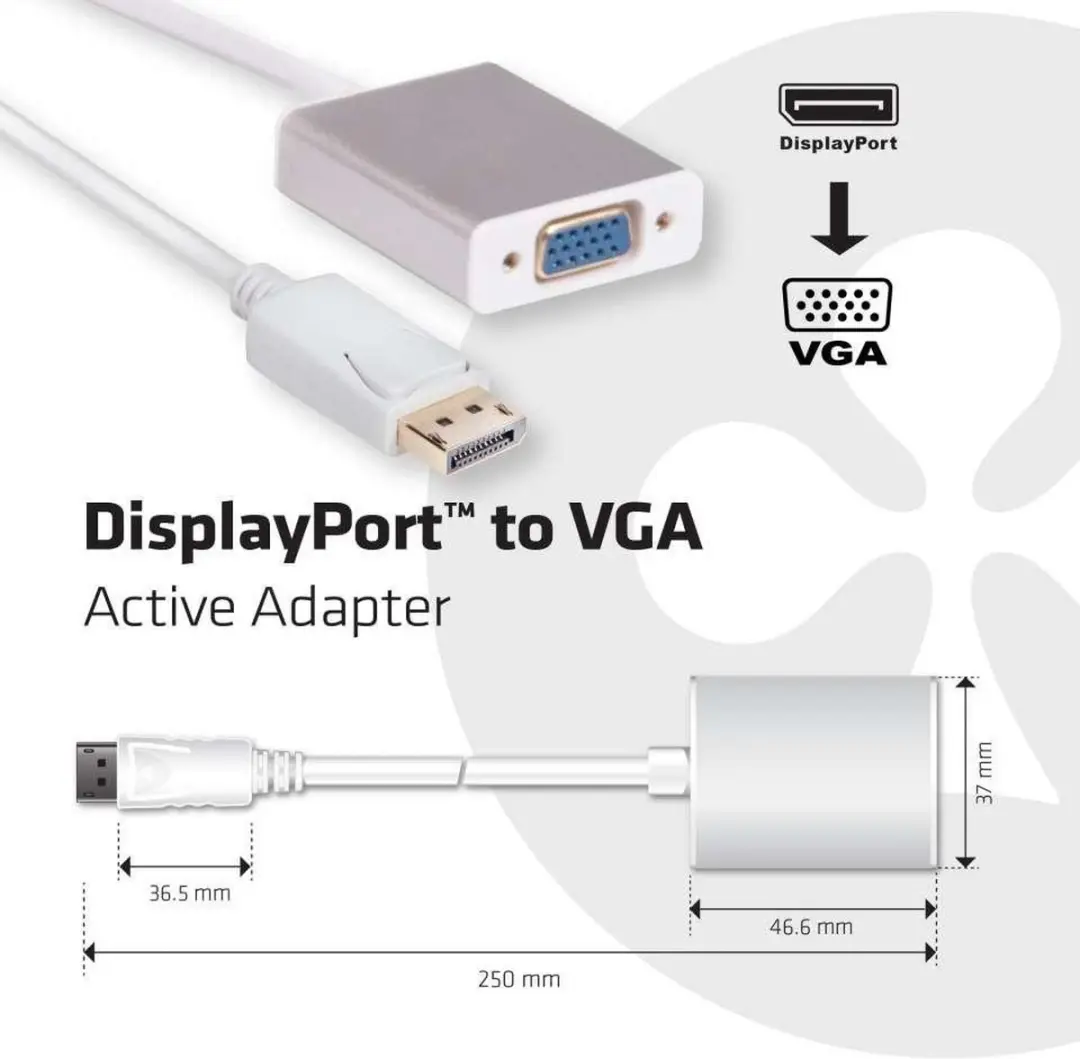 Club3D CAC-2003 DisplayPort naar VGA Adapter - Wit