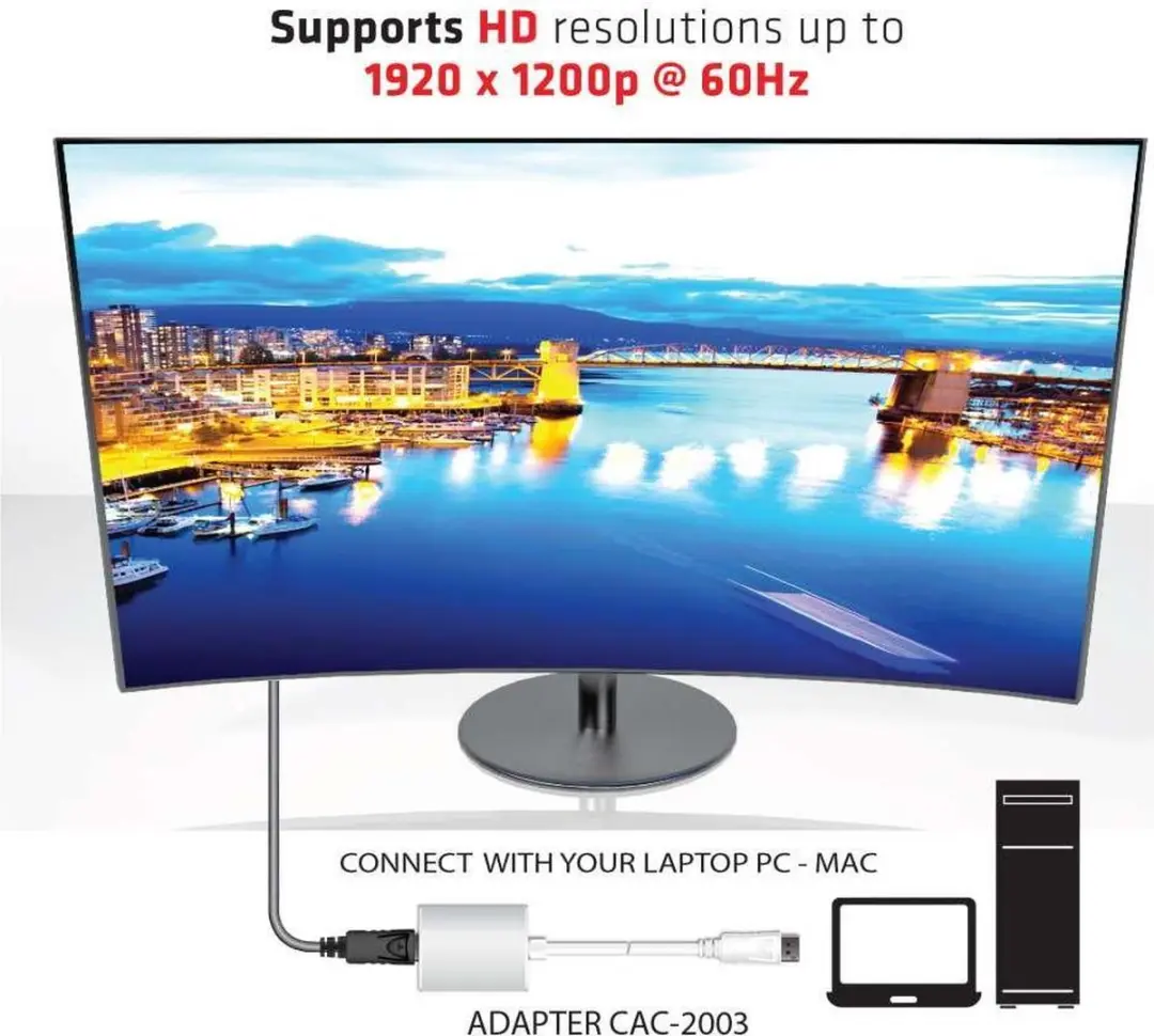 Club3D CAC-2003 DisplayPort naar VGA Adapter - Wit - afbeelding 6 van 6