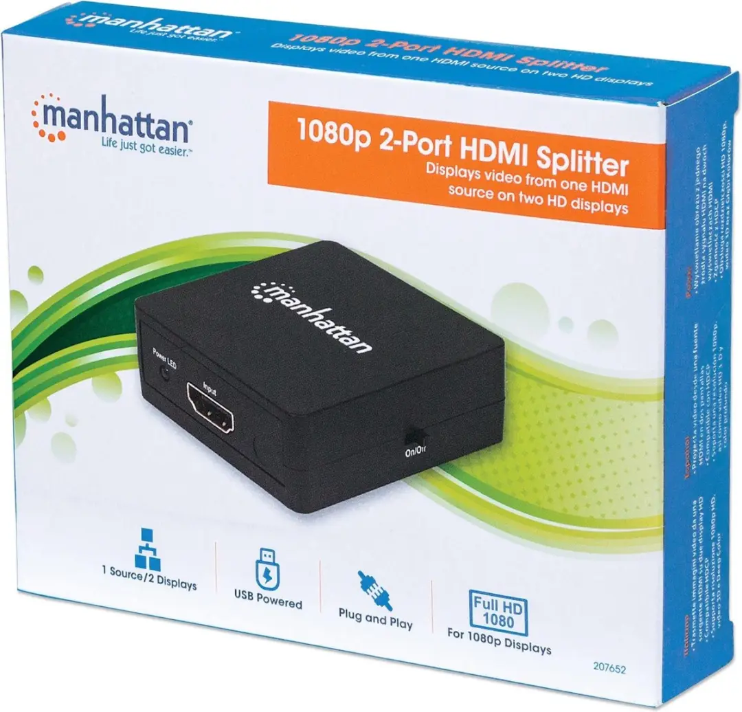 Manhattan 207652 HDMI-splitter 2 poorten - 1920x1080 - Zwart - afbeelding 6 van 6
