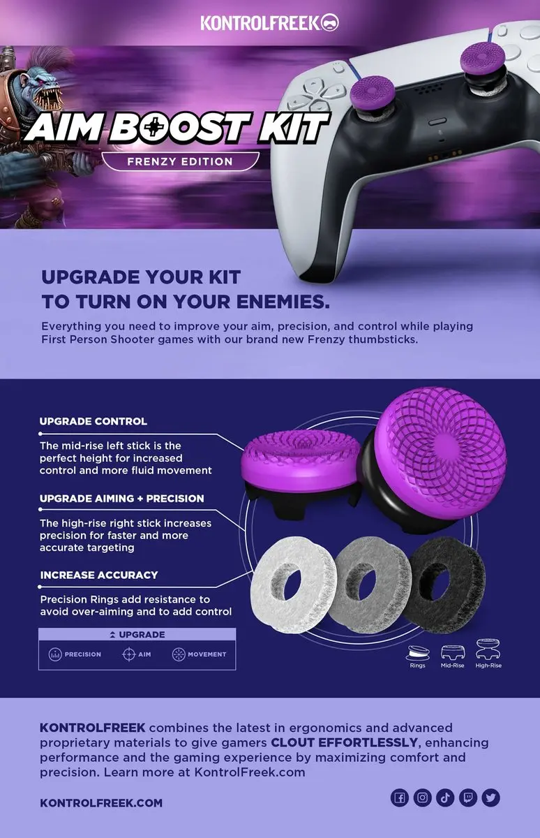 SteelSeries KontrolFreek Frenzy AimBoost Thumbsticks - PS5/PS4 - Paars/Zwart