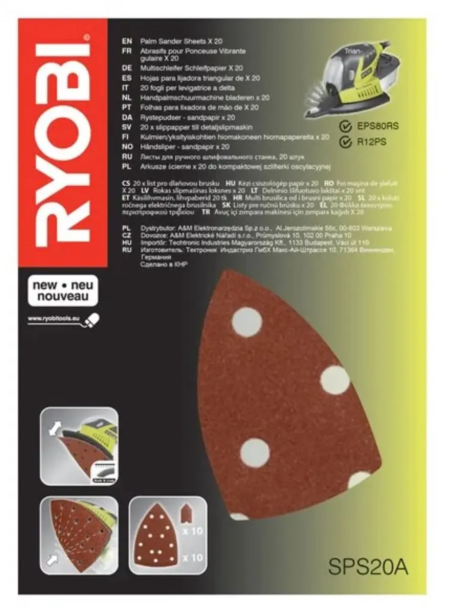 Ryobi SPS20A Schuurpapier Set - 20 Stuks