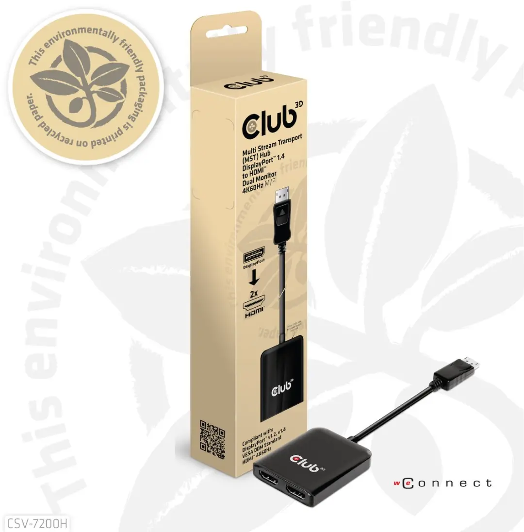 Club 3D MST Hub DisplayPort 1.4 naar HDMI/DisplayPort 4K60Hz - Zwart - afbeelding 6 van 6