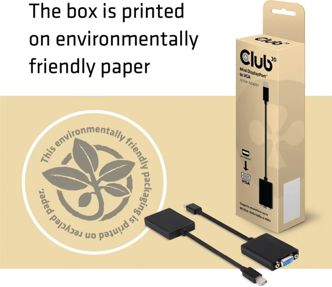 Club3D CAC-1103 Mini DisplayPort naar VGA Adapter - Zwart