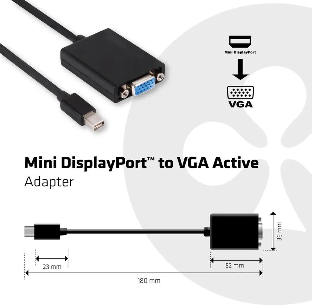Club3D CAC-1103 Mini DisplayPort naar VGA Adapter - Zwart