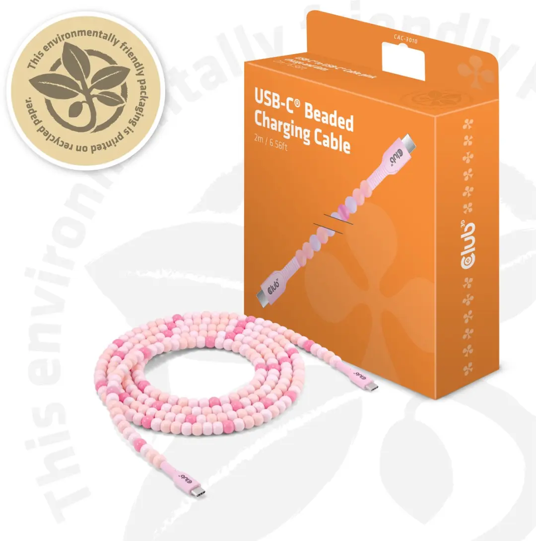 Club3D USB-C Kralenkabel CAC-3010 - Roze - afbeelding 6 van 6