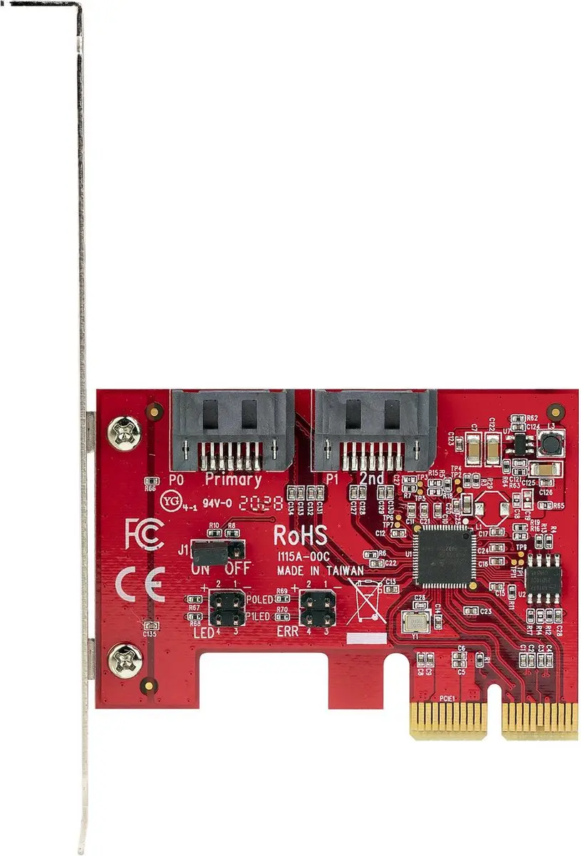 Startech 2P6GR-PCIE-SATA-CARD RAID Controller - Rood