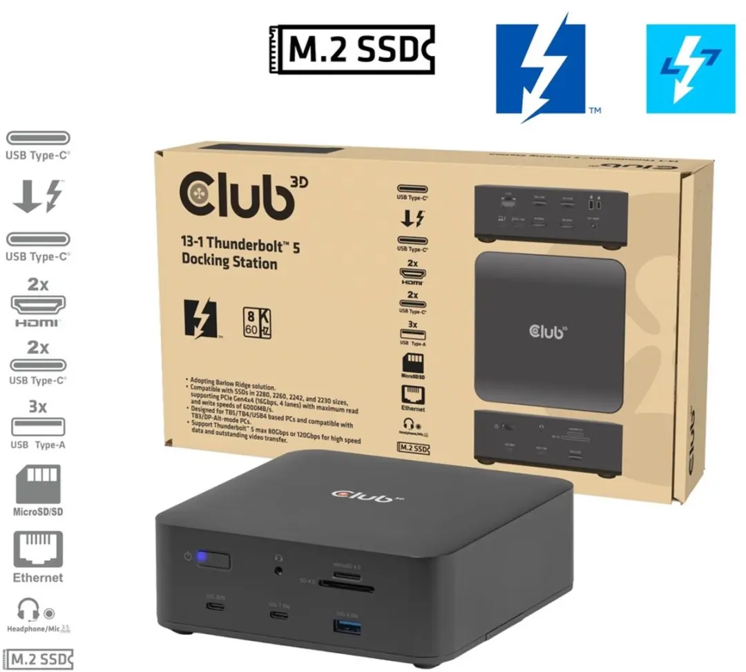 Club 3D 13-1 Thunderbolt 5 Docking Station M.2