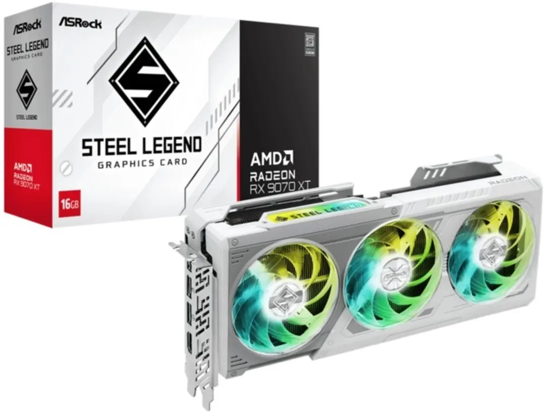 ASRock Radeon RX 9070 XT Steel Legend Videokaart 16GB