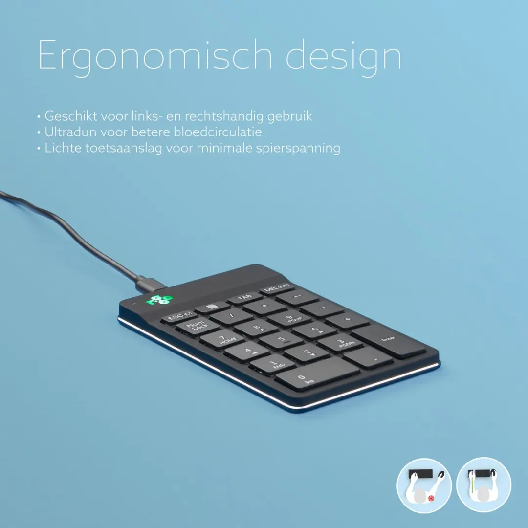R-Go Numpad RGOCONMWDBL - Ergonomisch - USB - Zwart