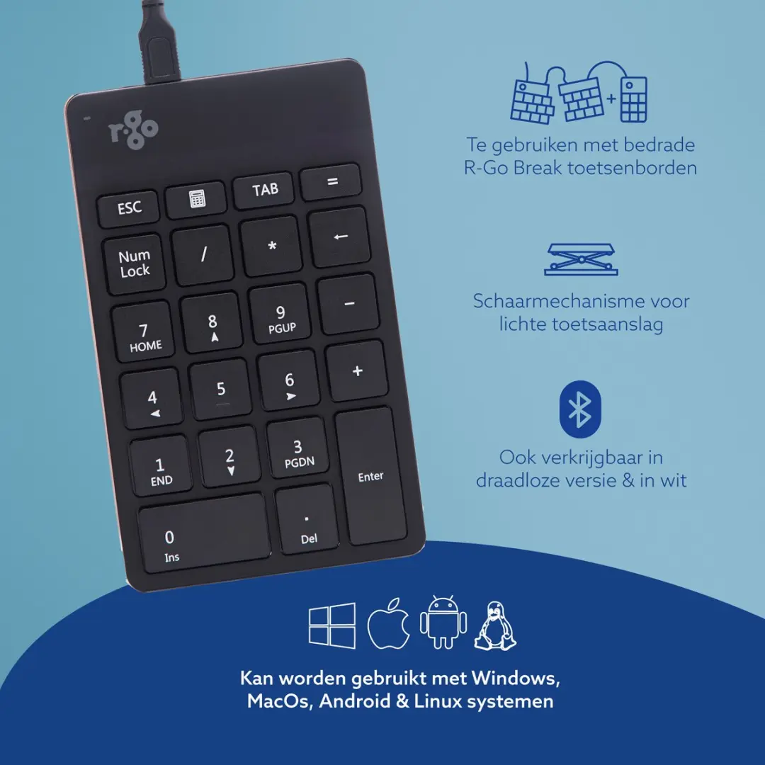 R-Go Numpad RGOCONMWDBL - Ergonomisch - USB - Zwart - afbeelding 6 van 6