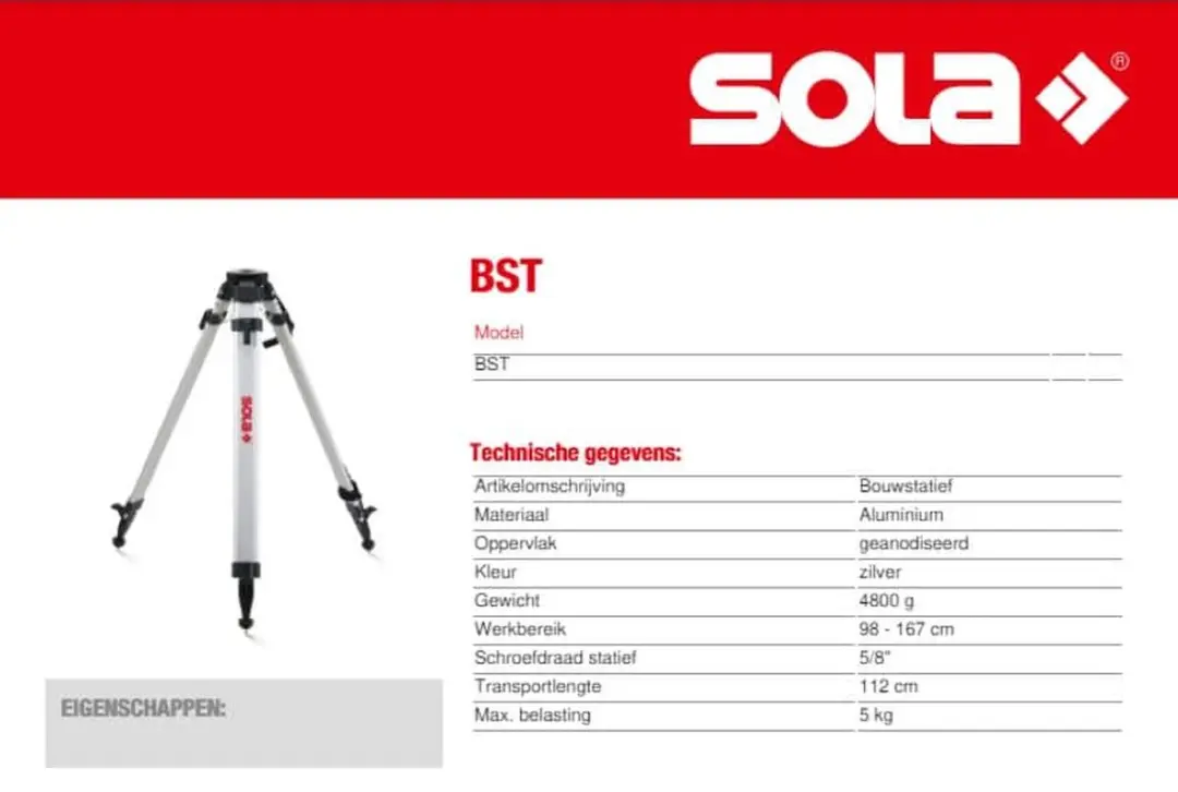 Sola BST Bouwstatief 98-167cm - Zilver