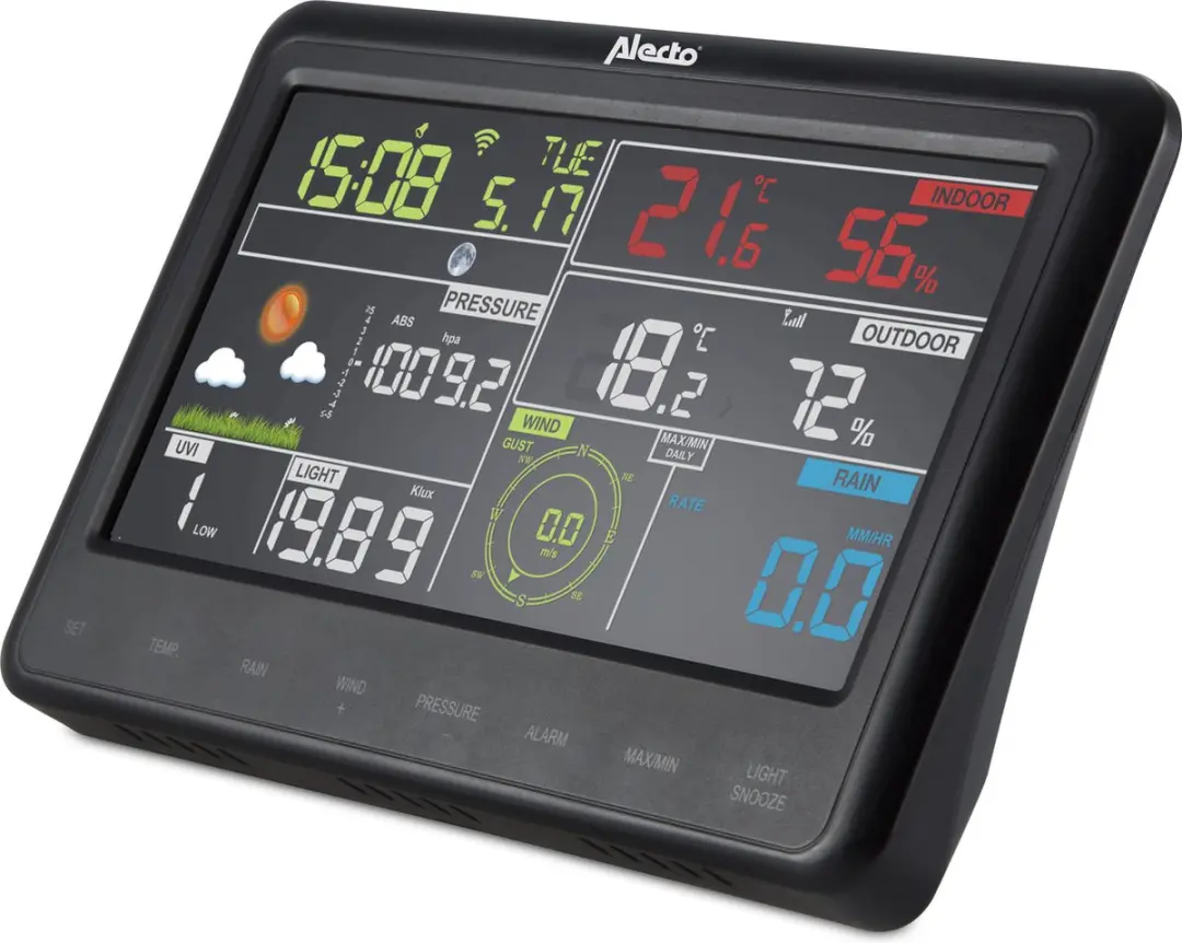 Alecto WS-5500 Professioneel WiFi Weerstation - 8-in-1 Zwart