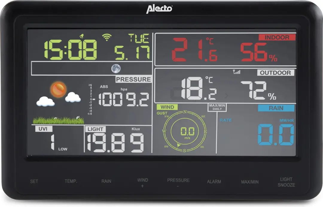 Alecto WS-5500 Professioneel WiFi Weerstation - 8-in-1 Zwart