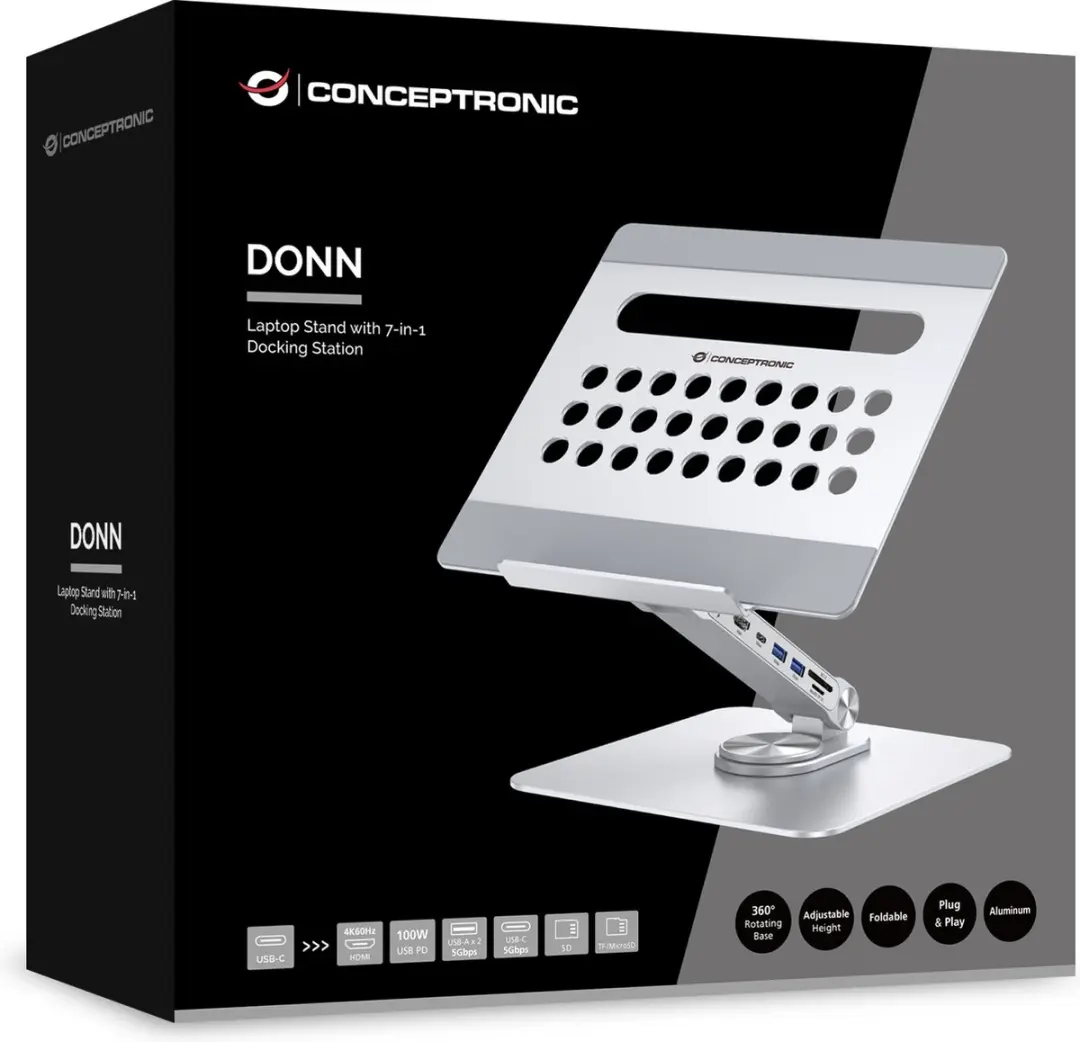 Conceptronic DONN27G Laptopstandaard - Zwart