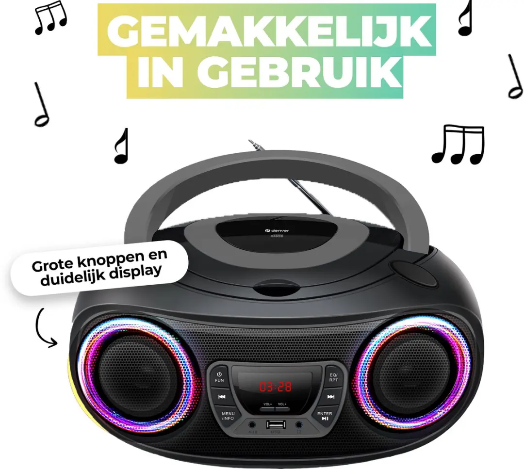 Denver TCL212BT Draagbare Boombox - Bluetooth - Grijs - afbeelding 6 van 6