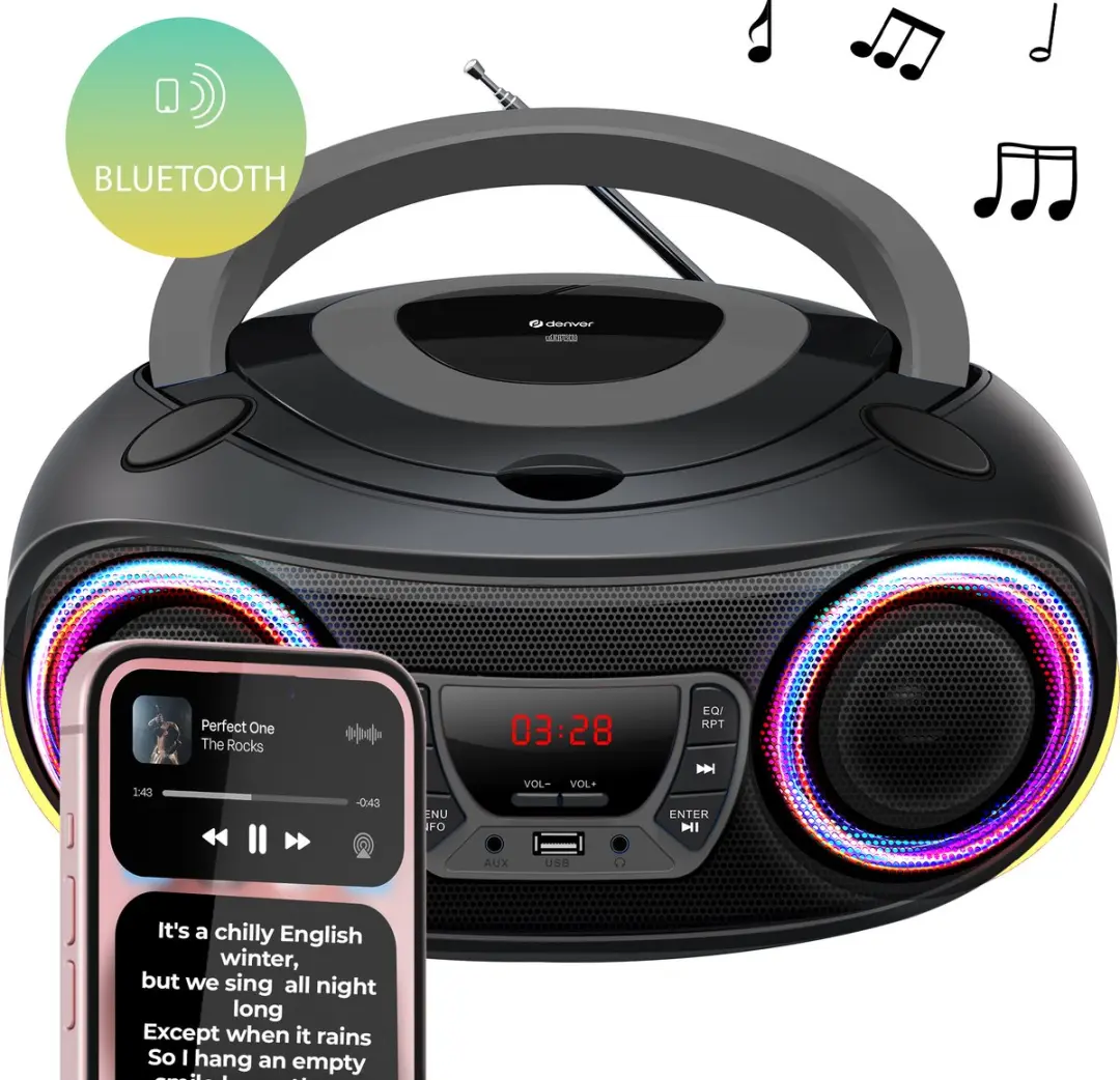 Denver TCL212BT Draagbare Boombox - Bluetooth - Grijs
