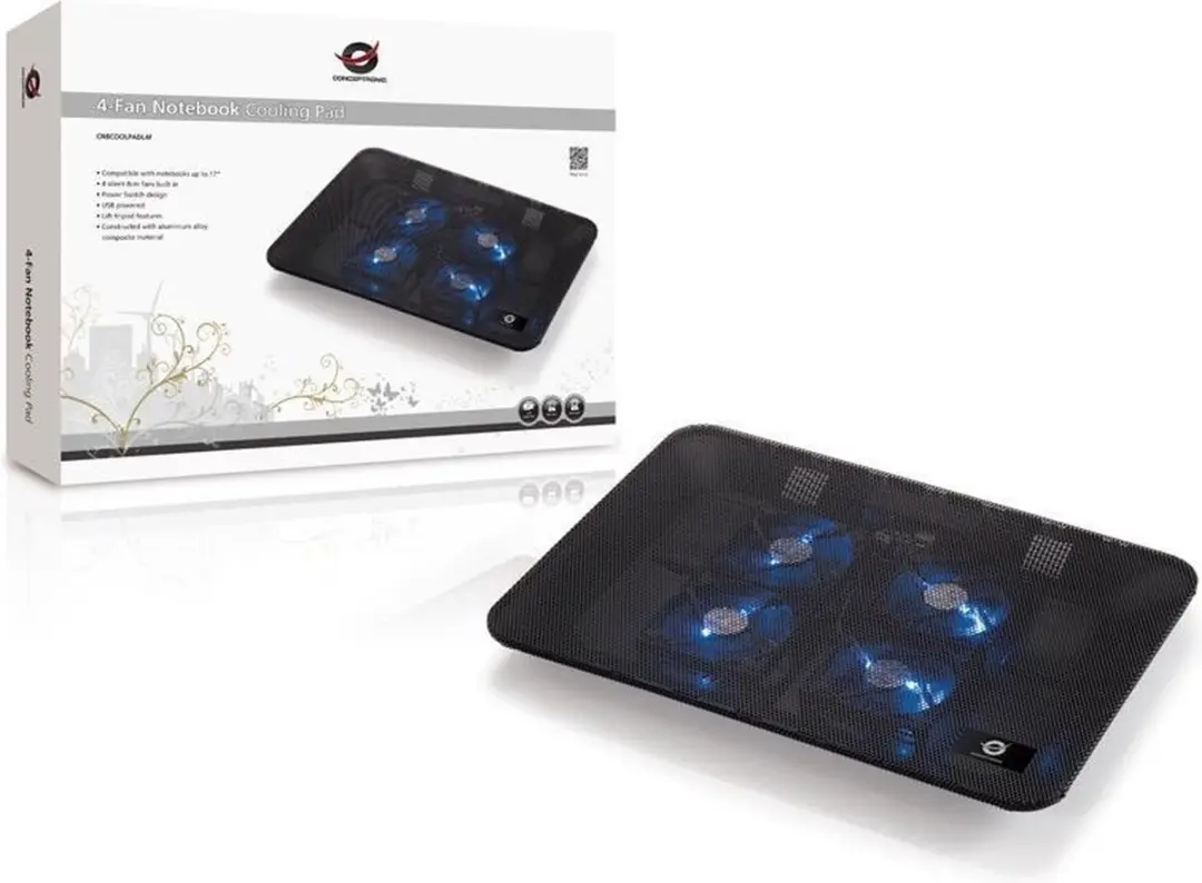 Conceptronic CNBCOOLPADL4F Notebook Koelkussen - 17 Inch - Zwart - afbeelding 6 van 6