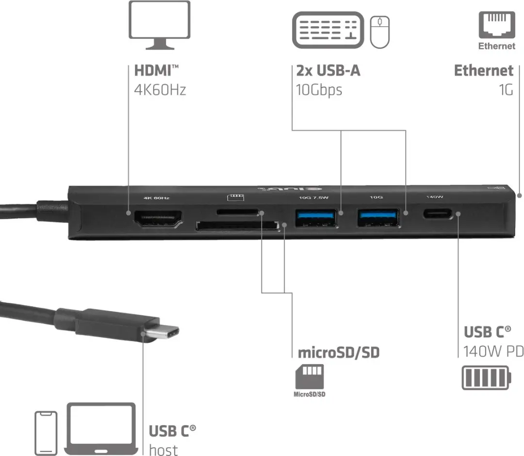 CLUB3D CSV-2555 USB-C naar HDMI Hub - Zwart