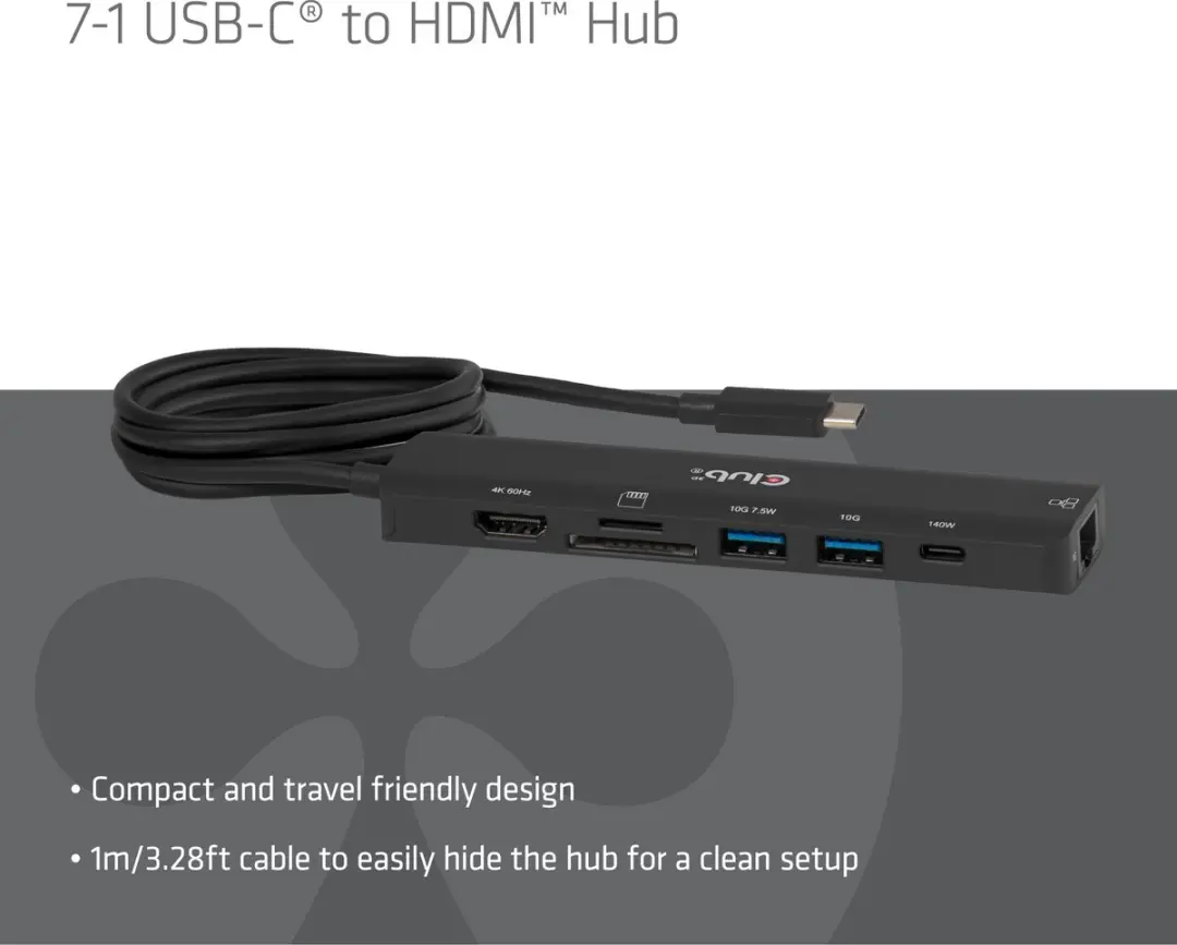 CLUB3D CSV-2555 USB-C naar HDMI Hub - Zwart - afbeelding 6 van 6