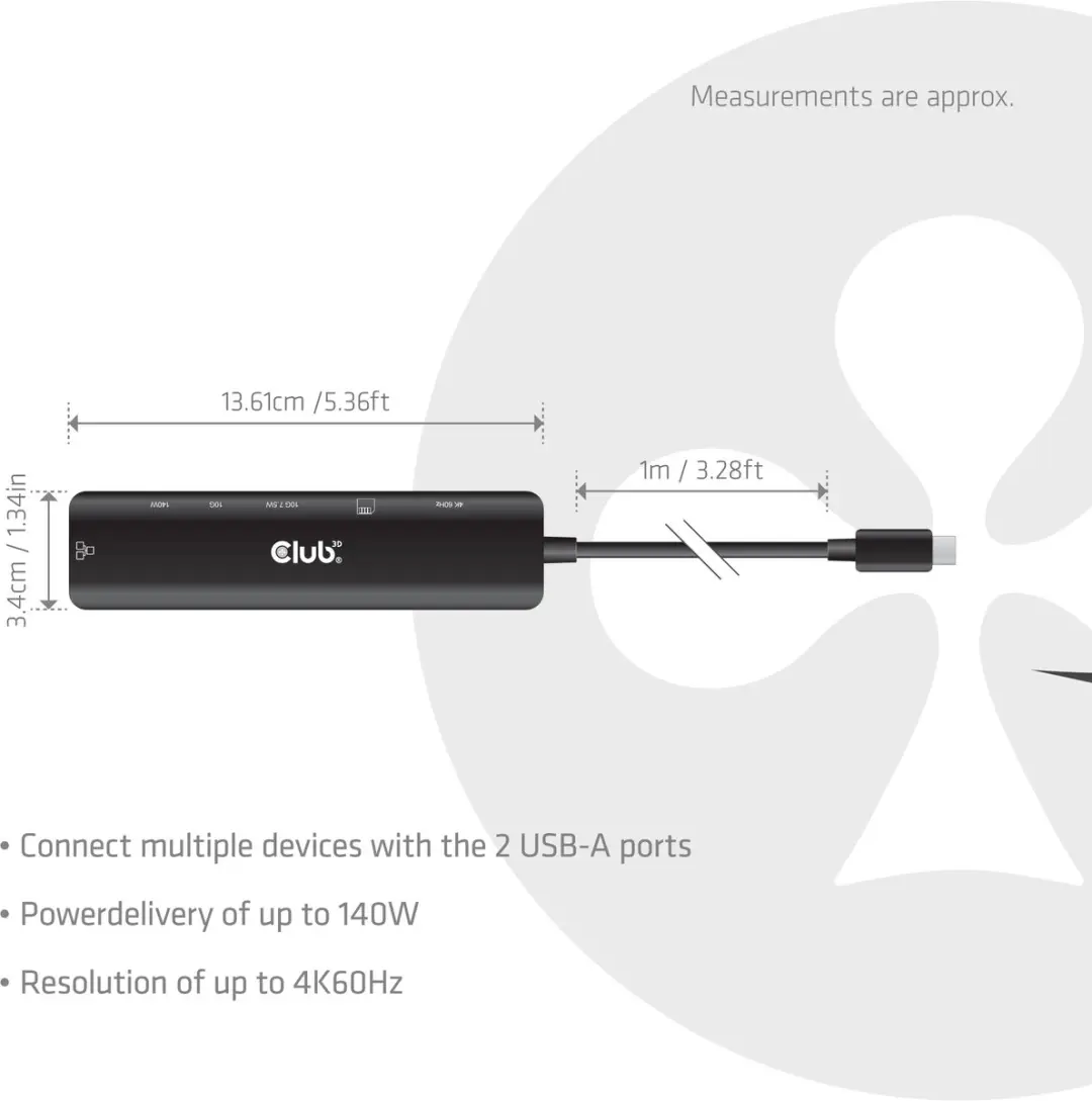 CLUB3D CSV-2555 USB-C naar HDMI Hub - Zwart