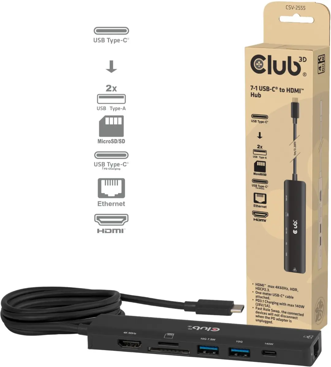 CLUB3D CSV-2555 USB-C naar HDMI Hub