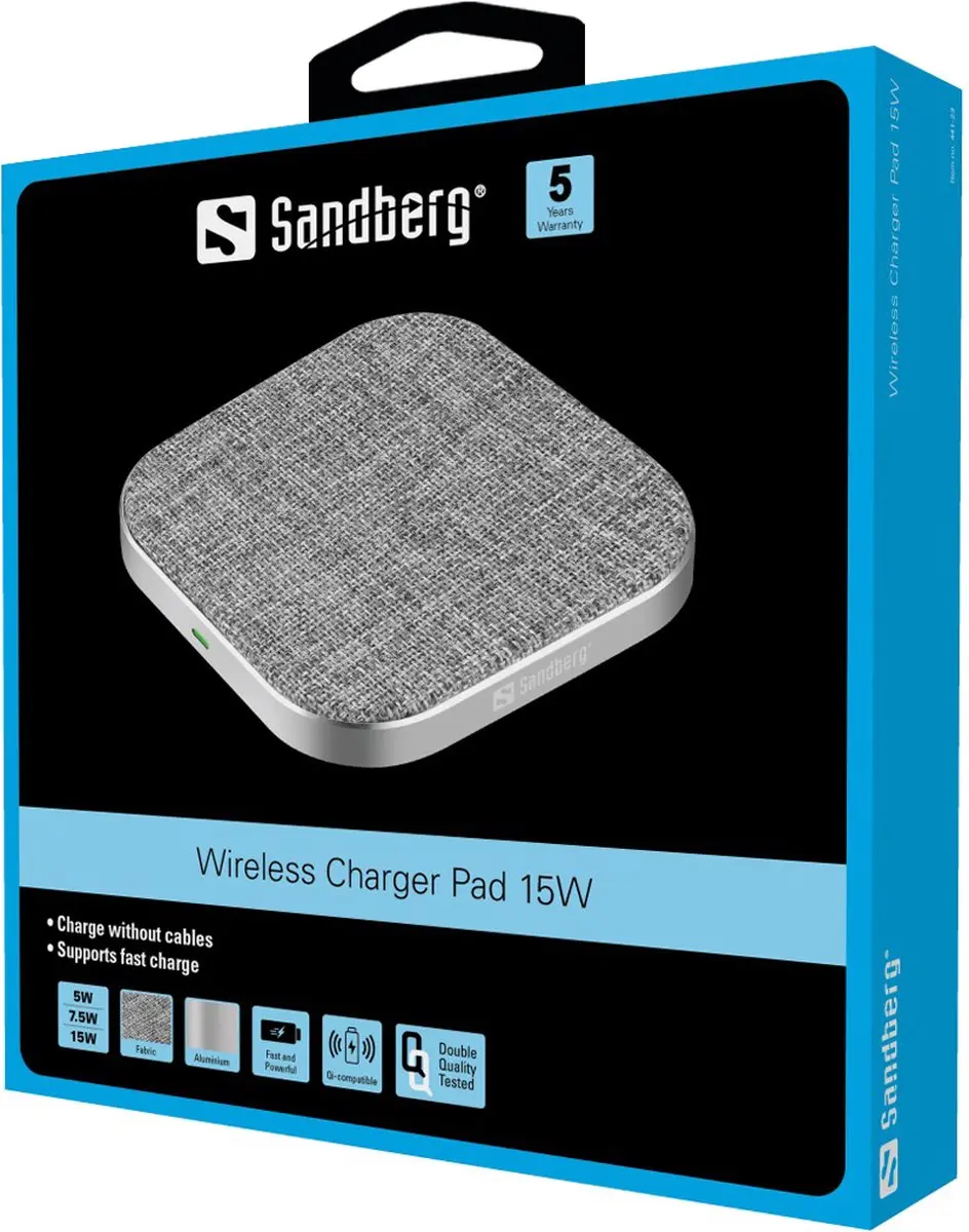 Sandberg 441-23 Draadloos Oplader 15W - Grijs