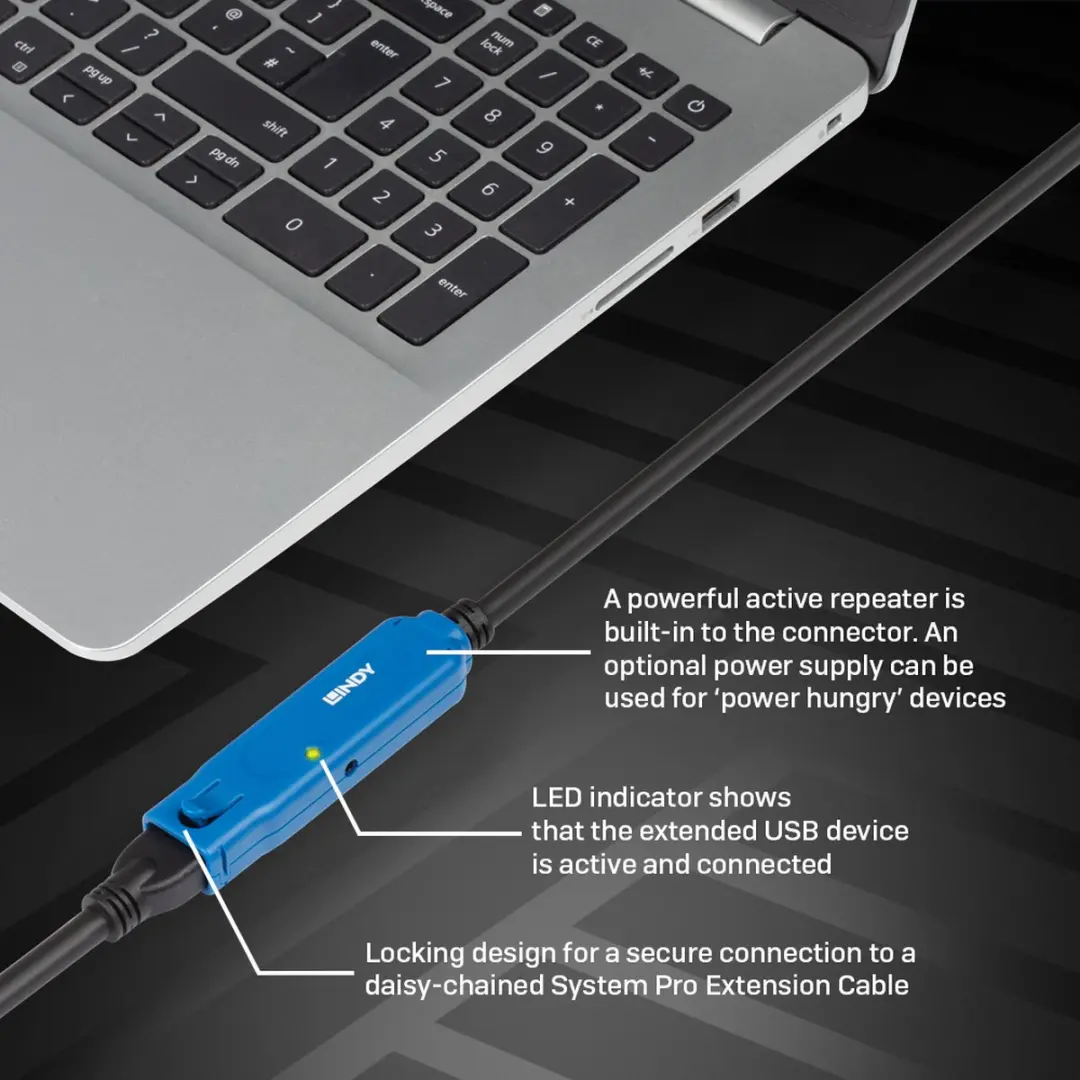 Lindy 43362 USB 3.2 Gen 1 Kabel 30m - A Zwart/Blauw - afbeelding 6 van 6