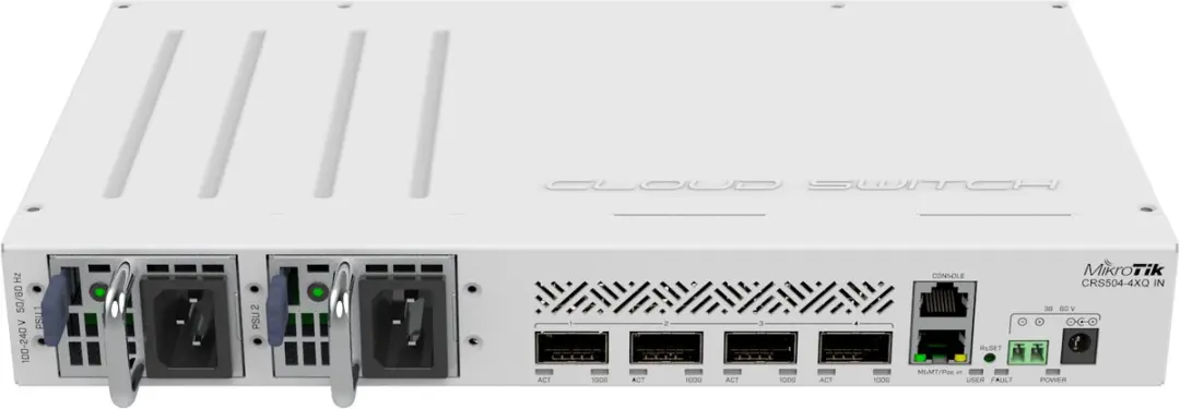 MikroTik CRS504-4XQ-IN Managed Switch - 1x PoE - Wit