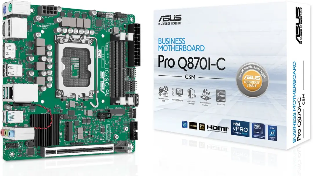 ASUS PRO Q870I-C-CSM Mini ITX Moederbord - LGA 1851
