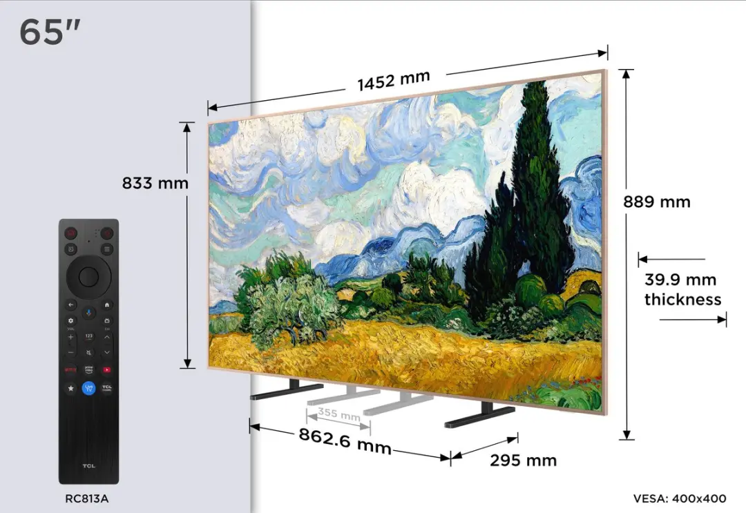 TCL 65A400 Pro 65" 4K Smart TV - Wit