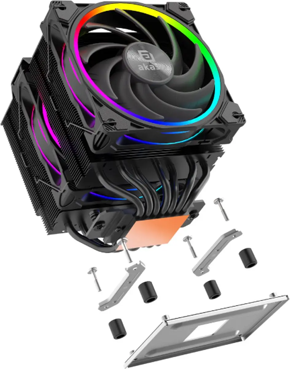 Akasa SOHO H7 AK-CC4026HP01 CPU Koeler - 2x 120mm RGB Zwart - afbeelding 6 van 6