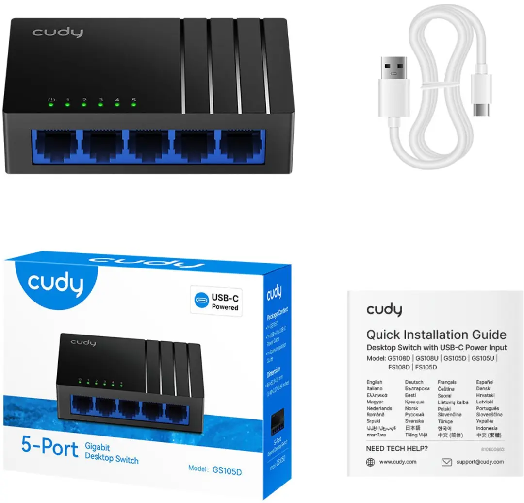Cudy GS105D Netwerk Switch 5 Poorten - Zwart
