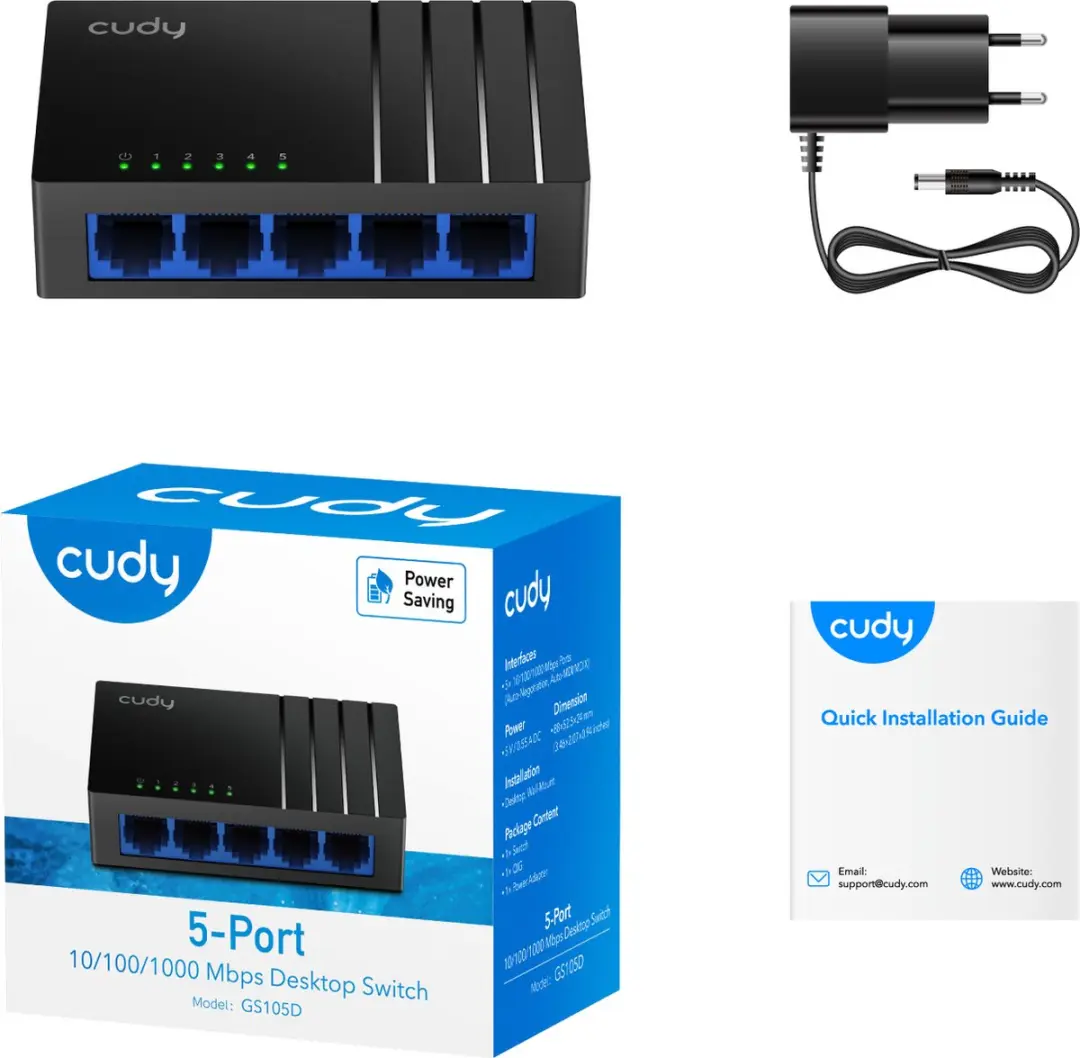 Cudy GS105D Netwerk Switch 5 Poorten - Zwart