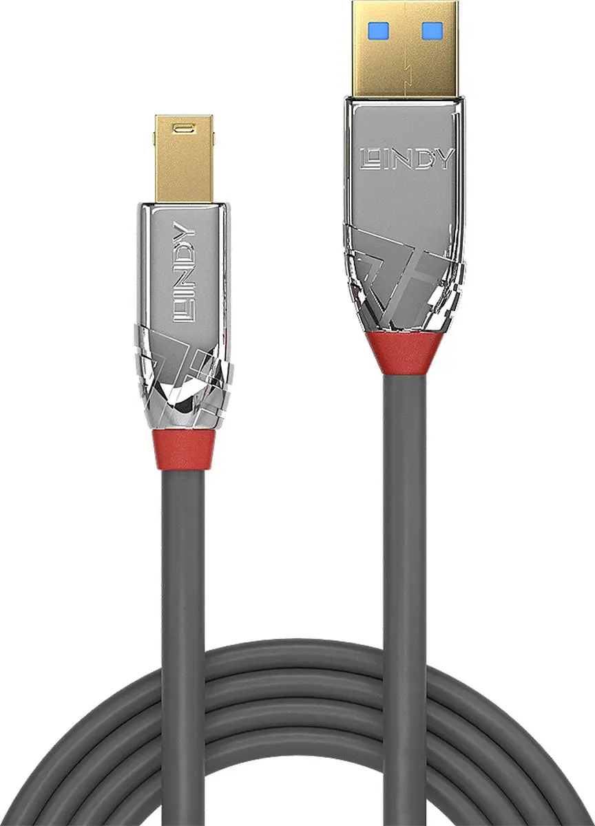 Lindy 36663 USB 3.2 Gen1 Kabel USB-A naar USB-B 3.0m - Grijs