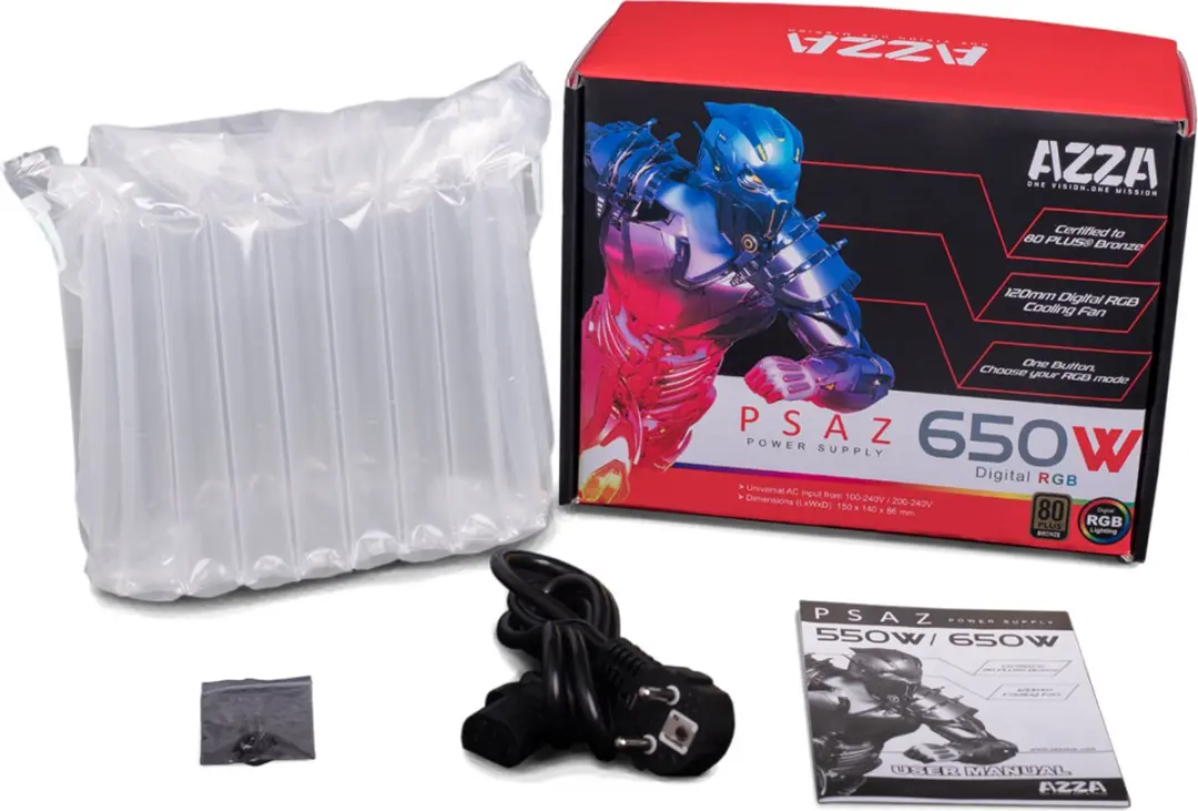 Azza PSAZ-650W-ARGB Interne Voeding 650W - Zwart