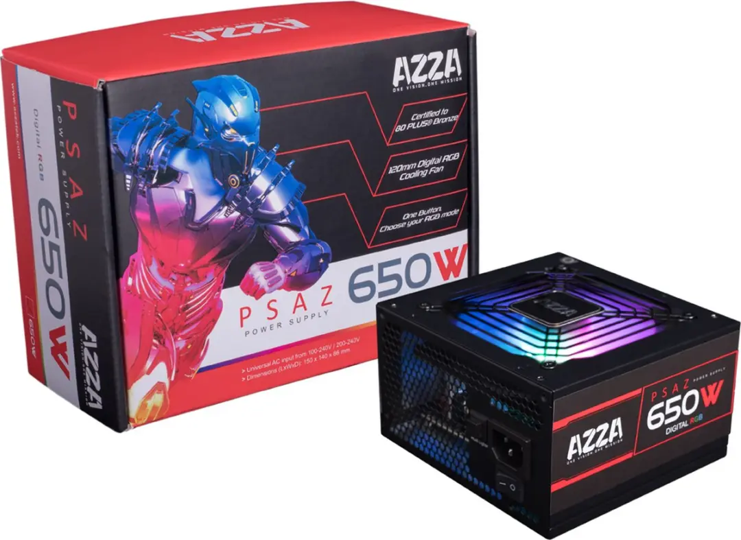 Azza PSAZ-650W-ARGB Interne Voeding 650W - Zwart