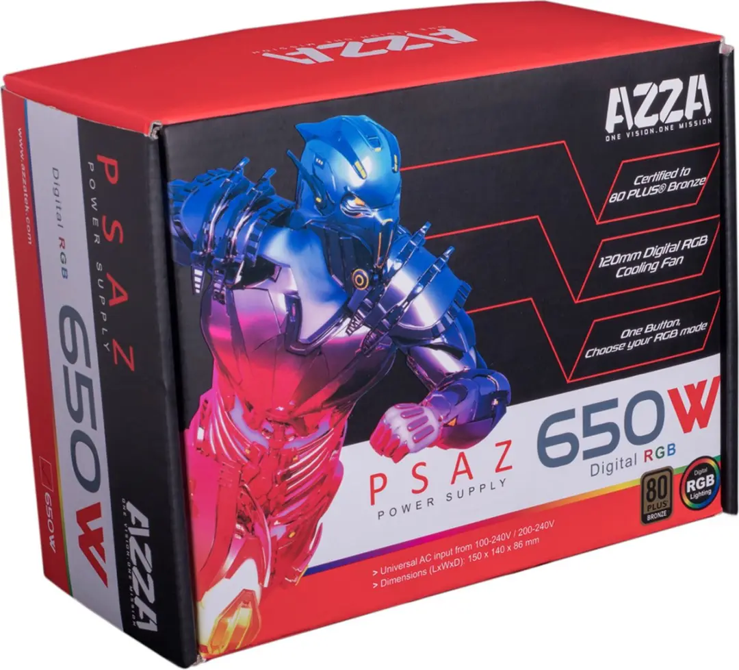 Azza PSAZ-650W-ARGB Interne Voeding 650W - Zwart