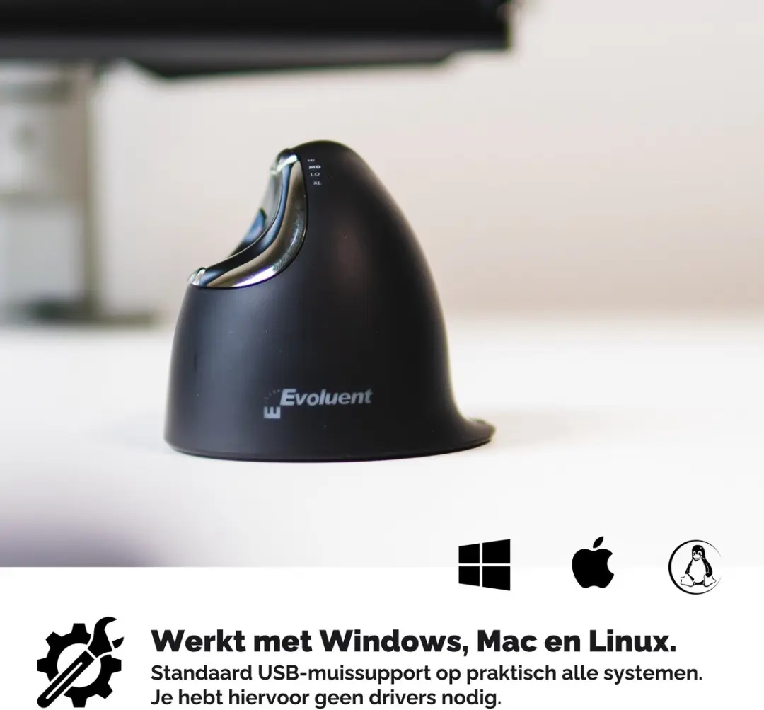 Evoluent Verticale Muis BNEEVR4 - Rechtshandig - Grijs