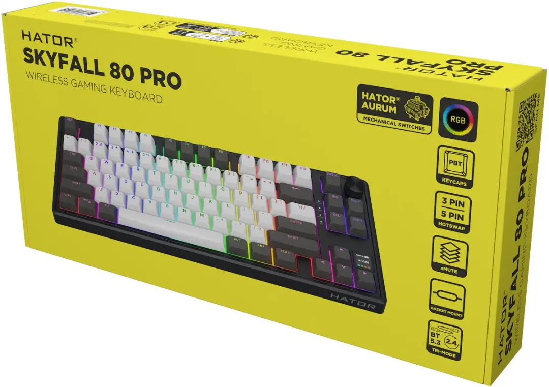 HATOR Skyfall Pro HTK4180 Gaming Toetsenbord - 80 Toetsen - Zwart/Grijs