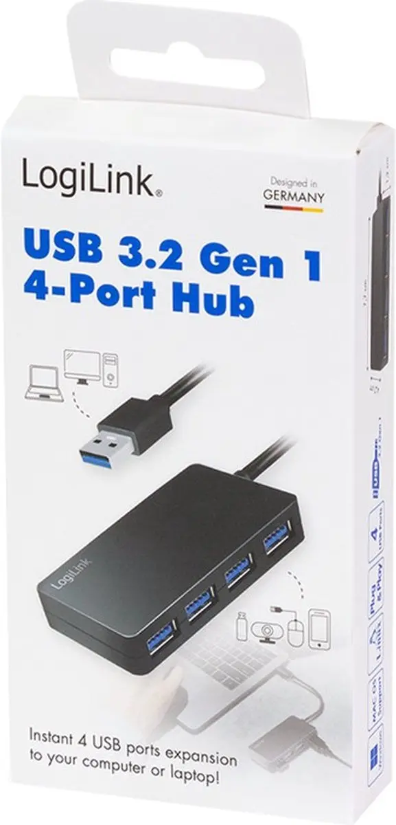 Logilink UA0396 USB-hub 4 Poorten USB 3.2 Gen1 - Zwart