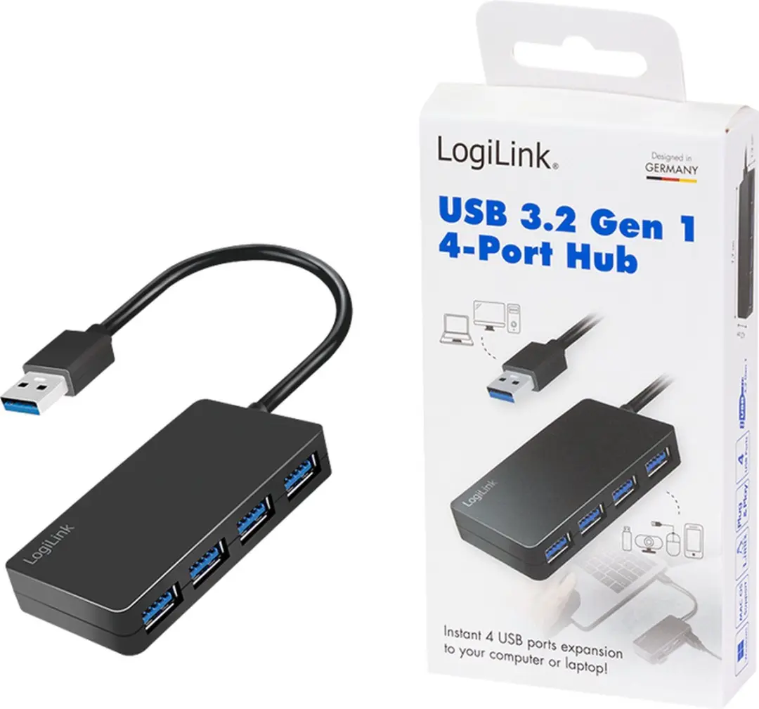 Logilink UA0396 USB-hub 4 Poorten USB 3.2 Gen1 - Zwart