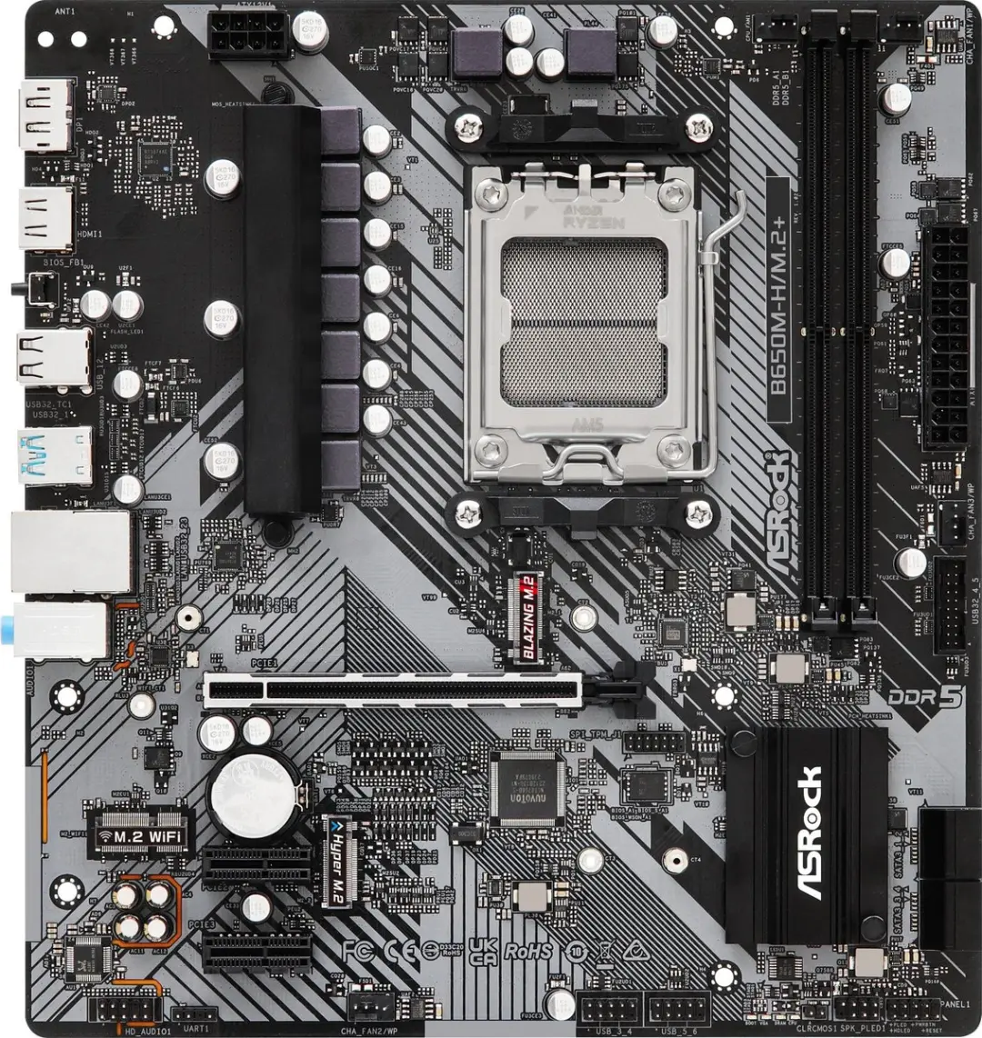 ASRock B650M-H/M.2+ Moederbord - AM5 - DDR5 - Matx
