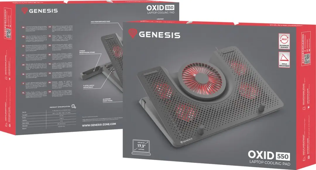 Genesis NHG-1411 Koelstandaard 17,3" - 5 Ventilatoren - Zwart/Rood