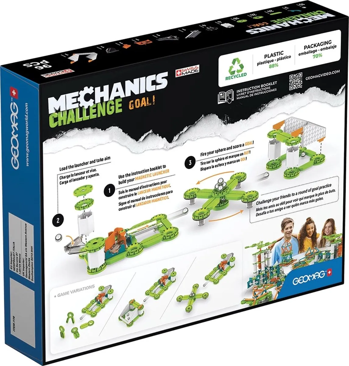 Geomag Mechanics Recycled Challenge Goal! 96 Stuks - Multicolor