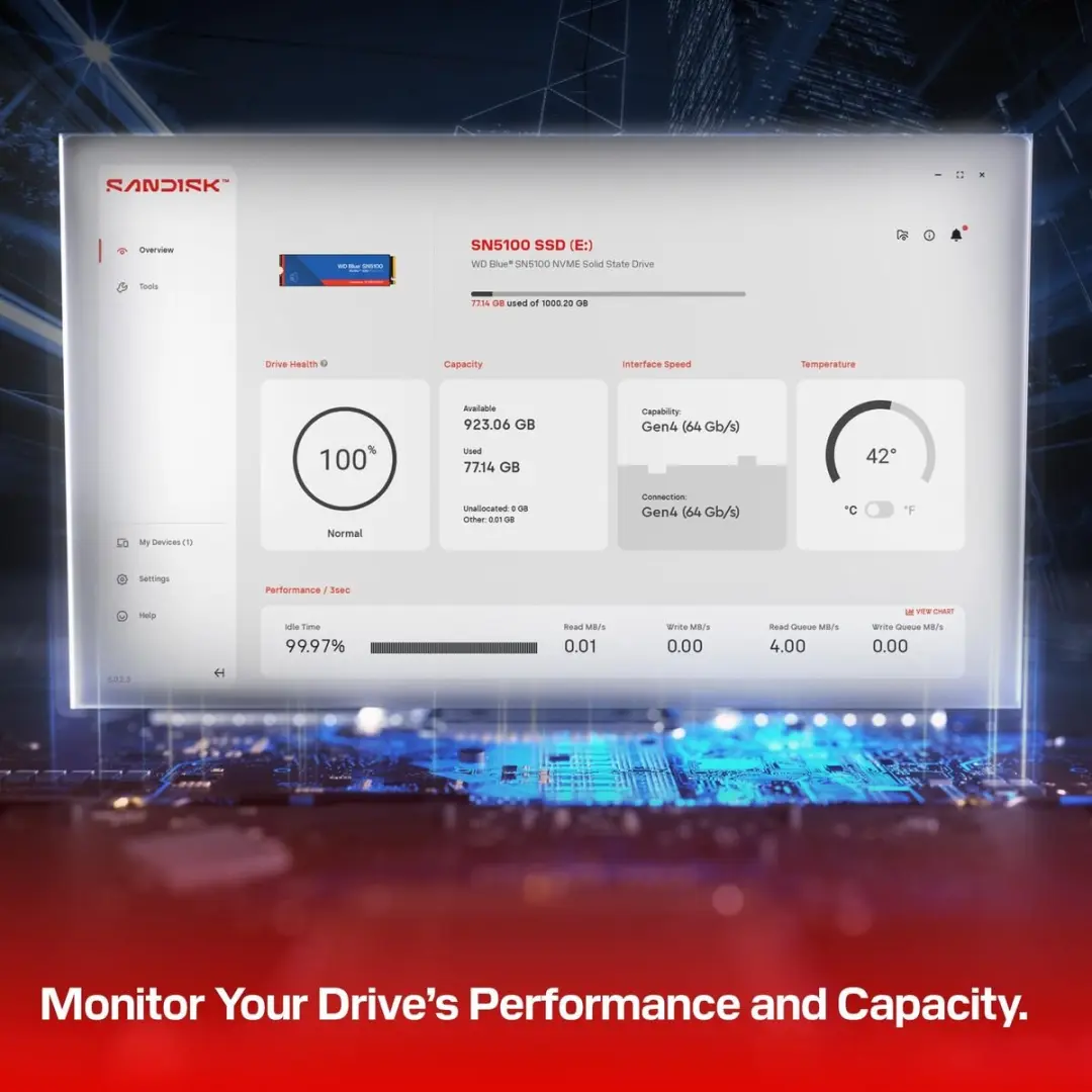 SanDisk WD Blue SN5100 4TB NVMe SSD - WDS400T5B0E - afbeelding 6 van 6